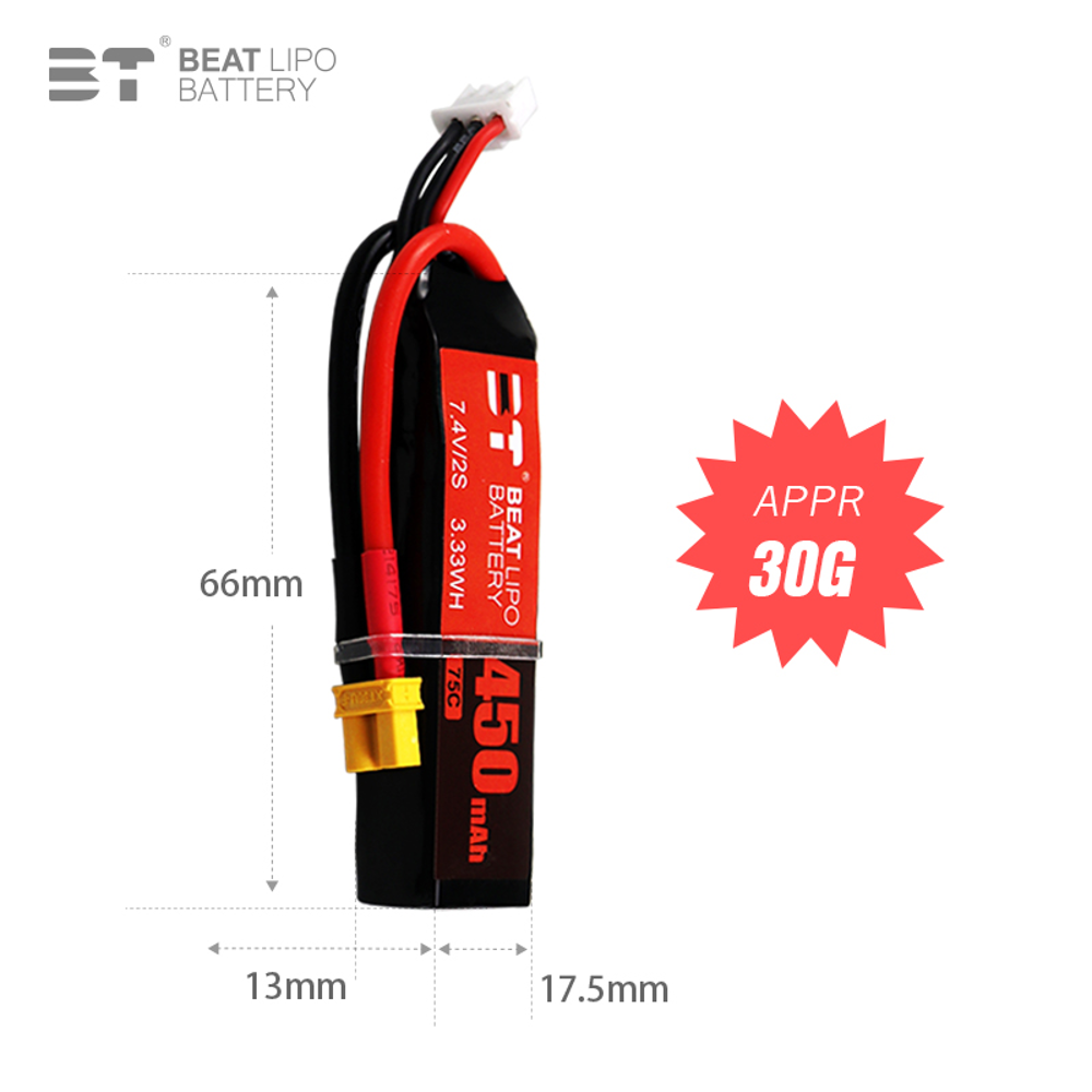 BEAT 2S 7.4V 450mAh 75C LiPo B - đánh giá và giá Drone Rc Link