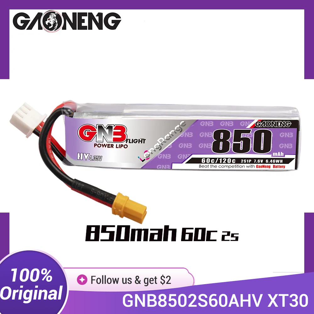 GAONENG GNB LiPo Battery 850mA - đánh giá và giá Drone Rc Link