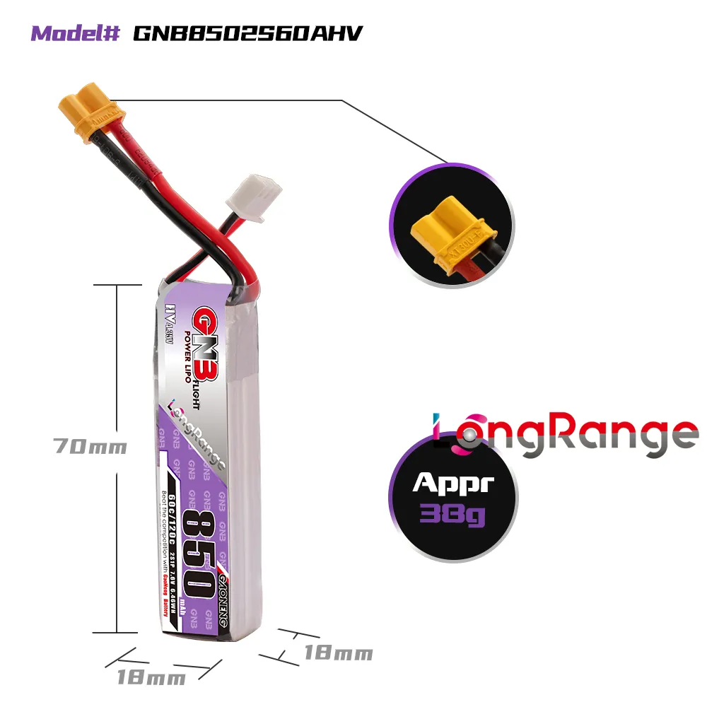 GAONENG GNB LiPo Battery 850mA - đánh giá và giá Drone Rc Link