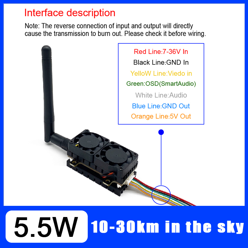 Long Range 5.8GHz 5.5W Video T - đánh giá và giá Vtx Video Transmitter
